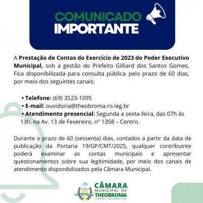 Prestação de contas do exercício de 2023