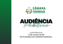 A população está convidada a participar da audiência sobre o Projeto de Emenda à Lei Orgânica 01/CMT/2025, que trata da inclusão de emendas impositivas de vereadores, previstas na Emenda Constitucional, No dia 17 de julho, às 9h, no plenário da Câmara.