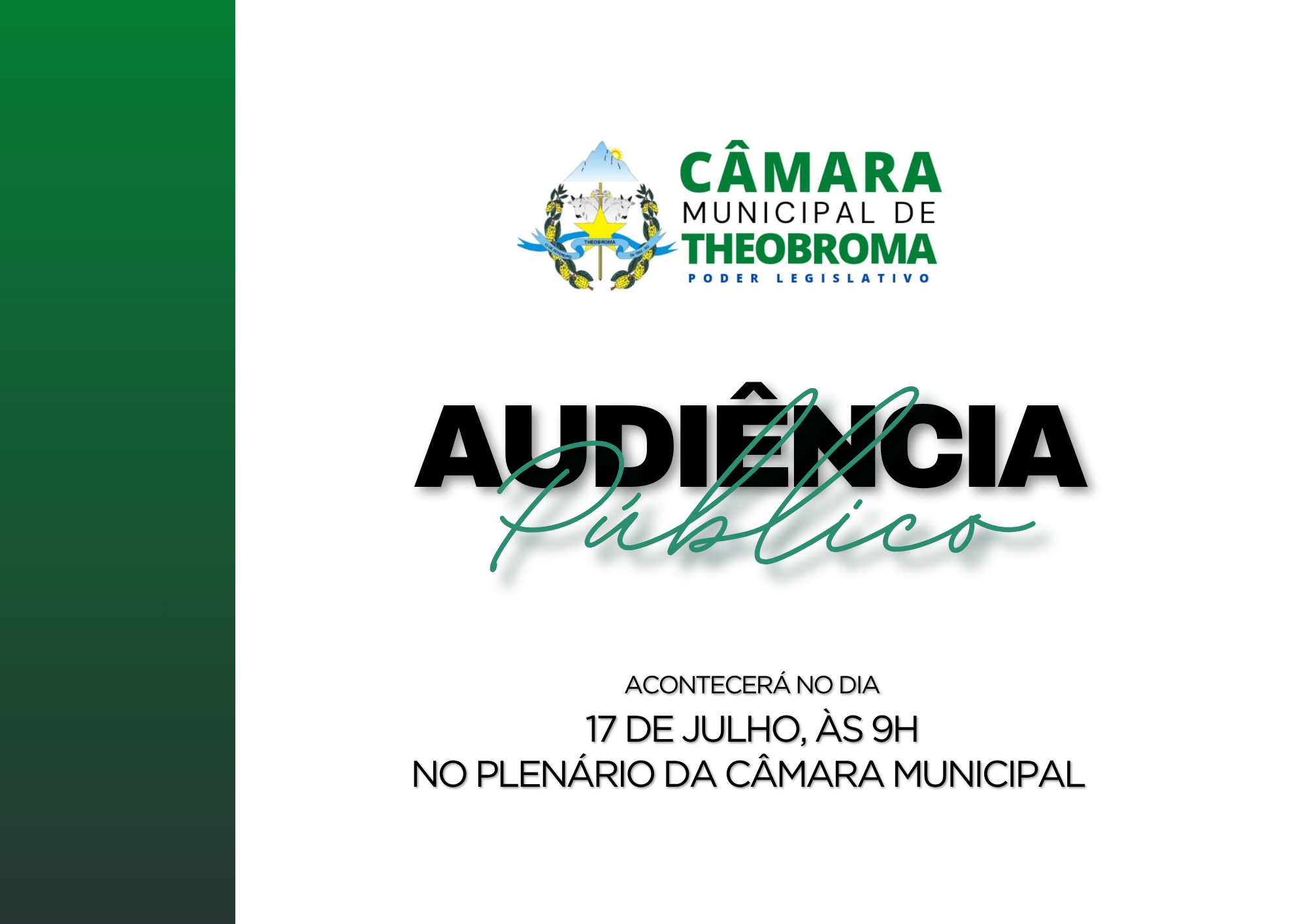 Câmara Municipal de Theobroma Convoca Audiência Pública para discutir Emendas Impositivas ao Orçamento Municipal