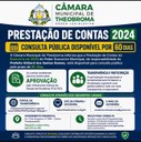 A Câmara Municipal de Theobroma publicou a Portaria nº 025/GP/CMT/2026, de 14 de maio de 2026, que dispõe sobre a disponibilização da Prestação de Contas do Exercício de 2024 do Poder Executivo Municipal para consulta pública.